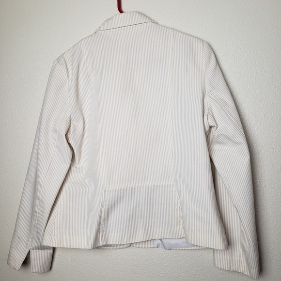 Hillard & Hanson Casual Vertical Striped Pocket Button Cuff Cotton Large Blazer - Picture 2 of 8